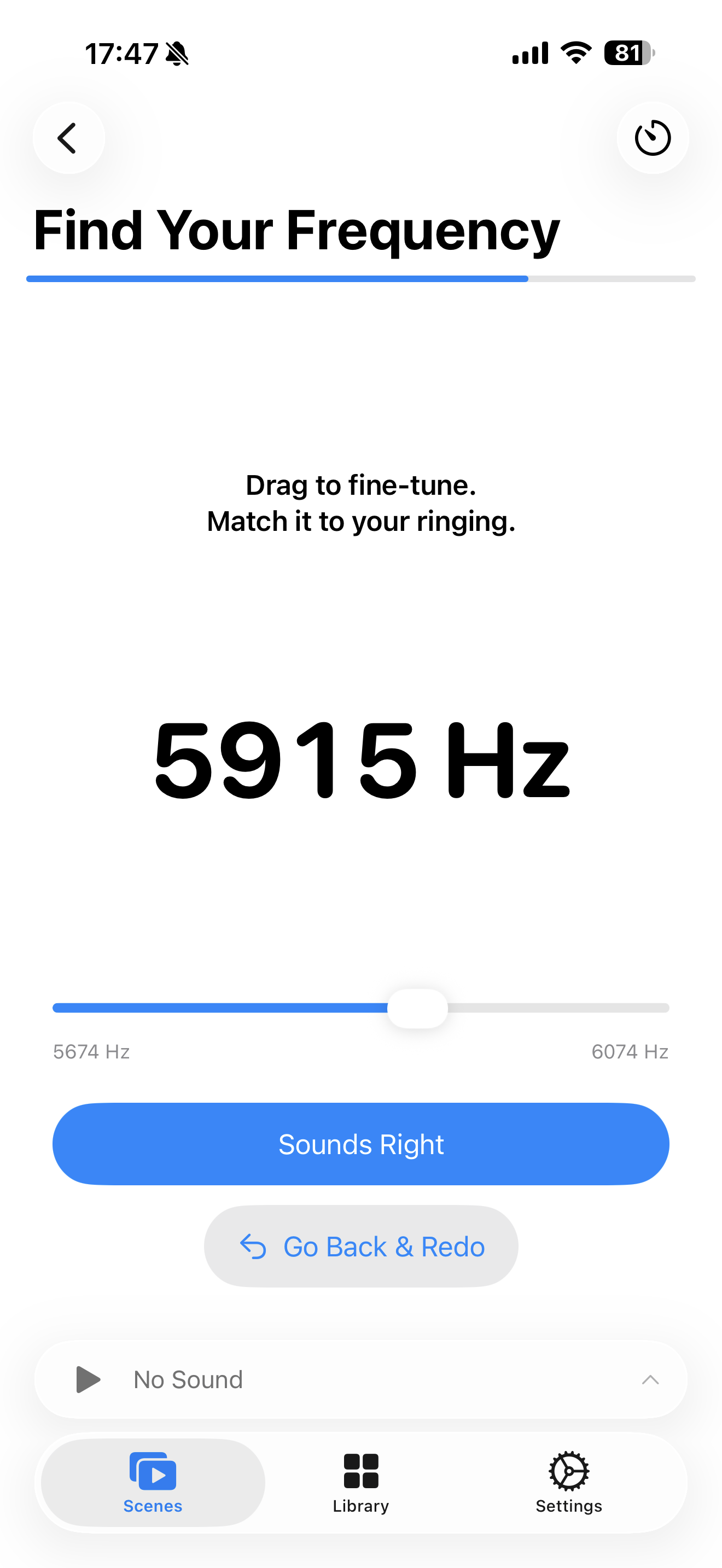 Find your tinnitus frequency match on iPhone