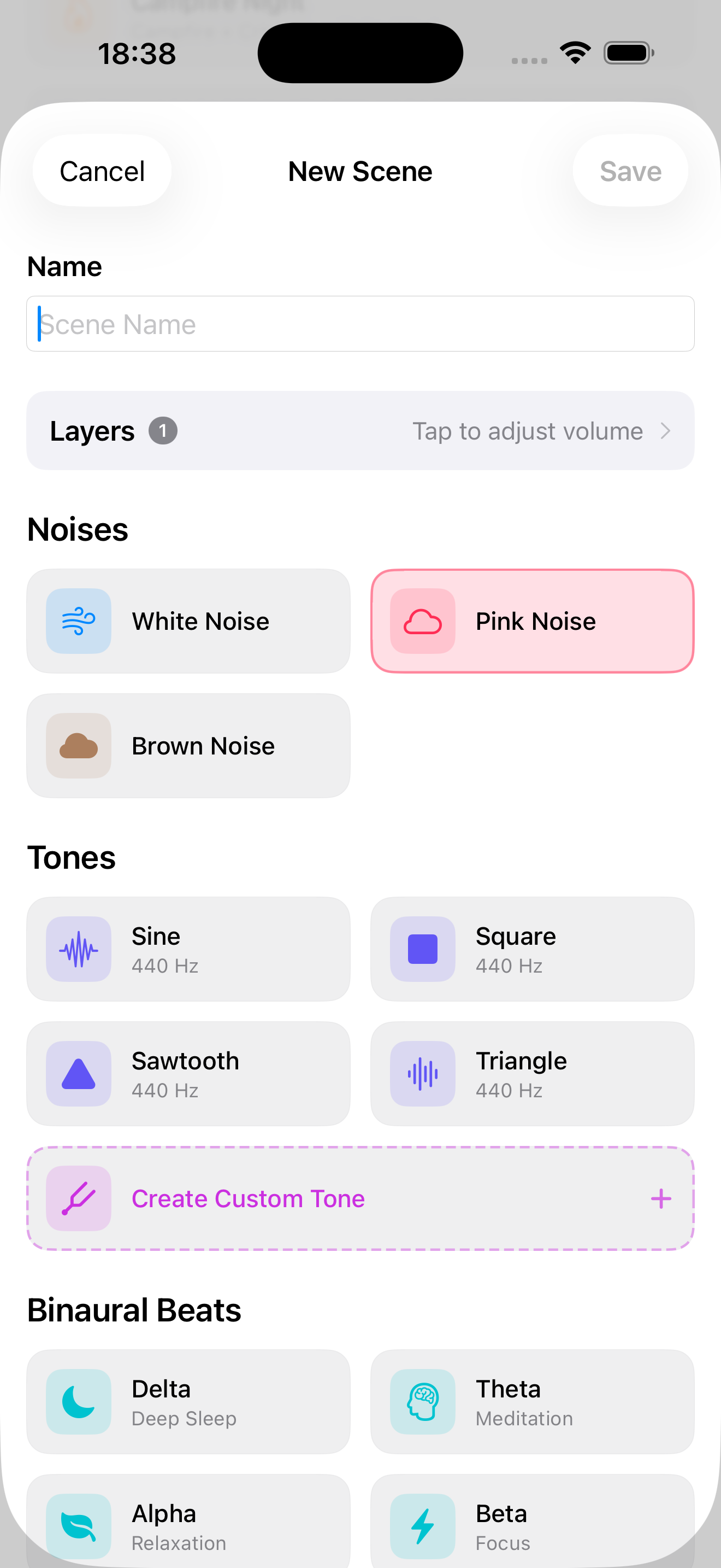 Tinni App Sound Therapy Scene Builder for Tinnitus Relief